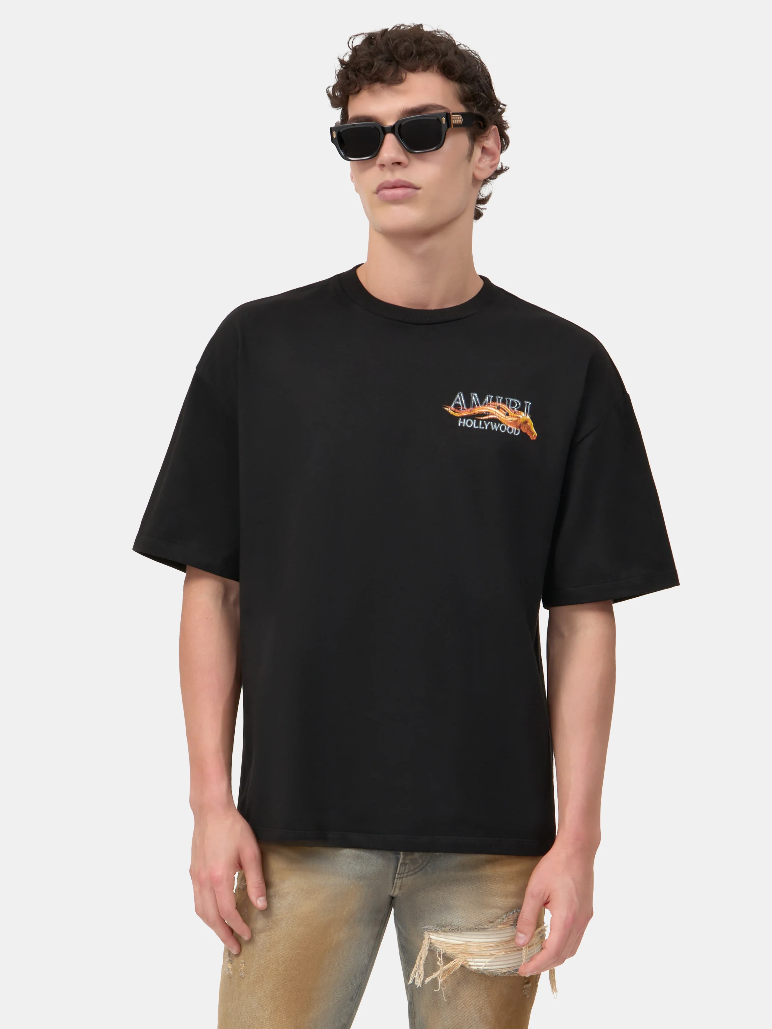 AMIRI HOLLYWOOD HORSE OVERSIZED TEE - Black - Image 3