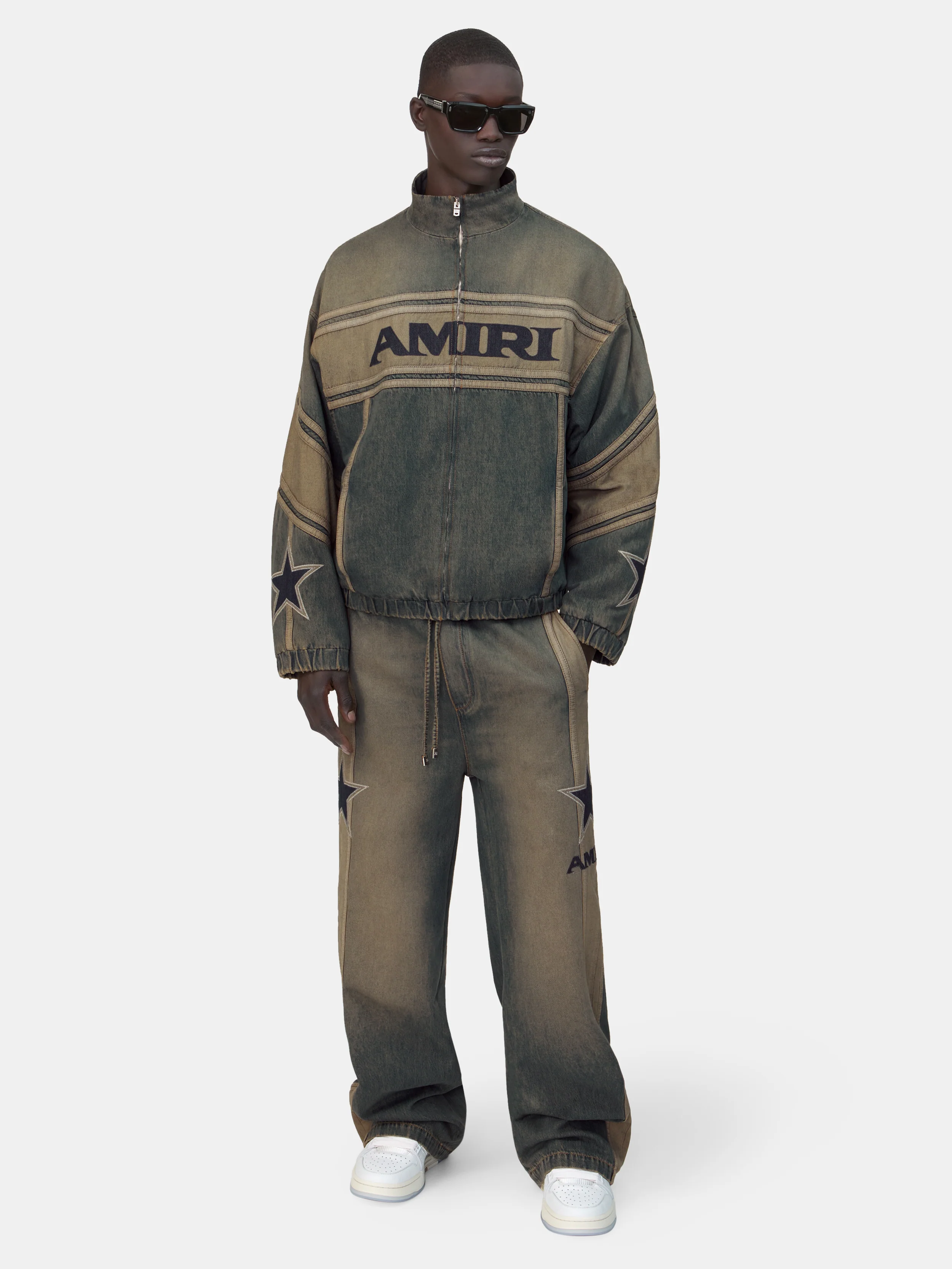 AMIRI SPORT DENIM TRACK JACKET - Worn Slate - Image 3