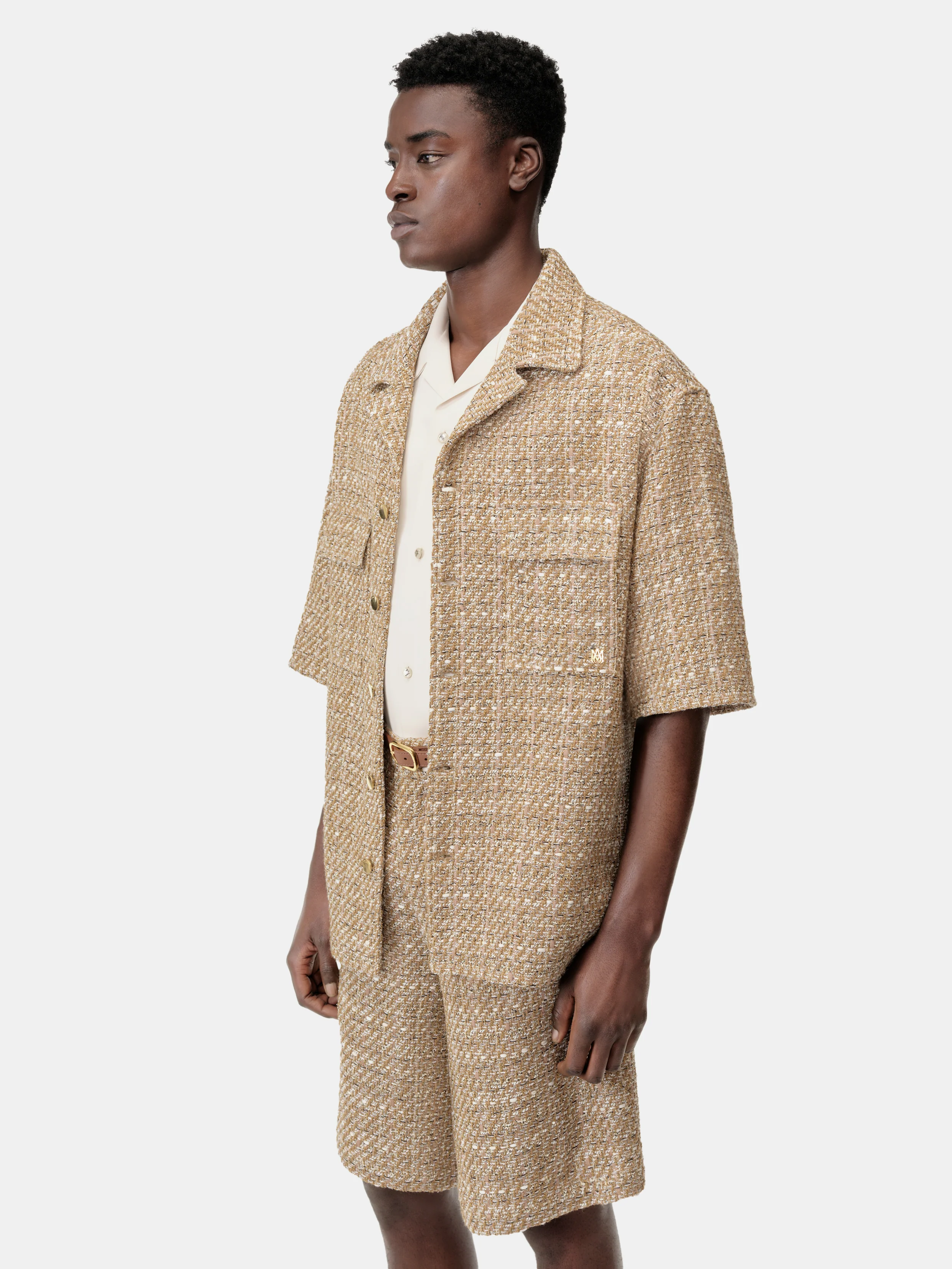 BOUCLE CAMP SHIRT - Camel - Image 4