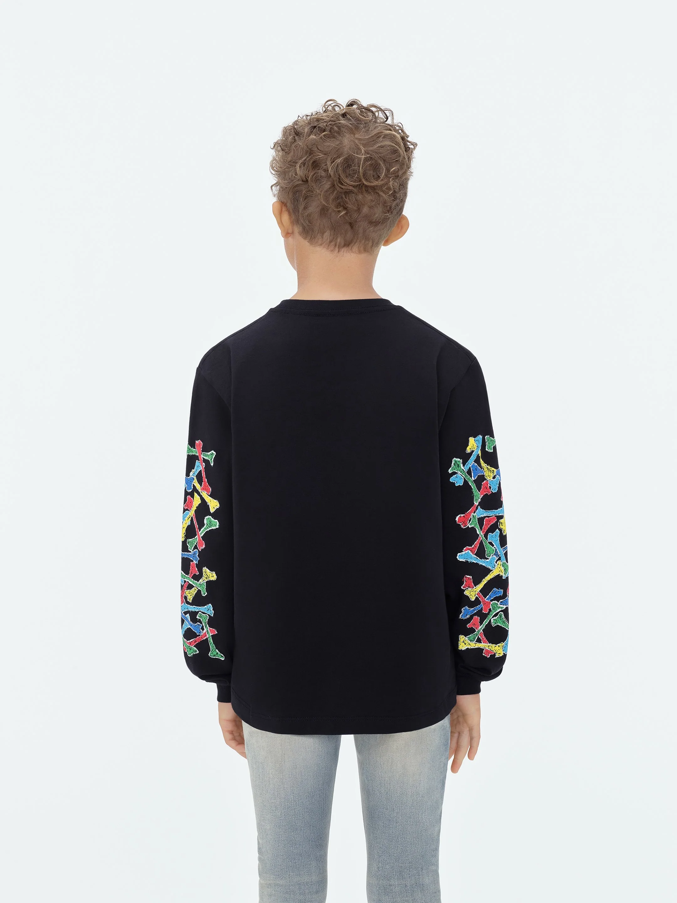 KIDS - AMIRI BONES SCRIBBLE LONG SLEEVE TEE - Black - Image 5