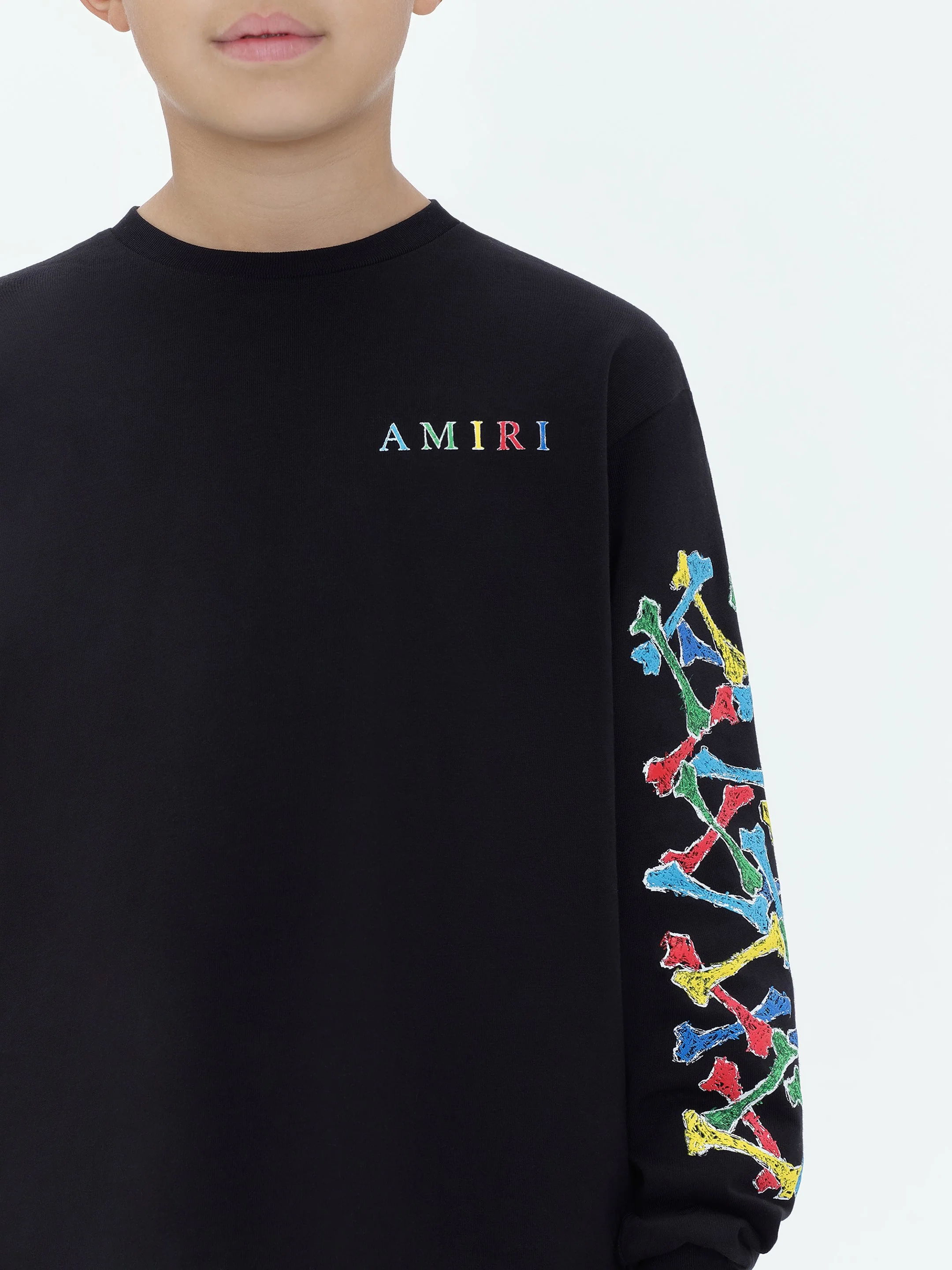 KIDS - AMIRI BONES SCRIBBLE LONG SLEEVE TEE - Black - Image 6