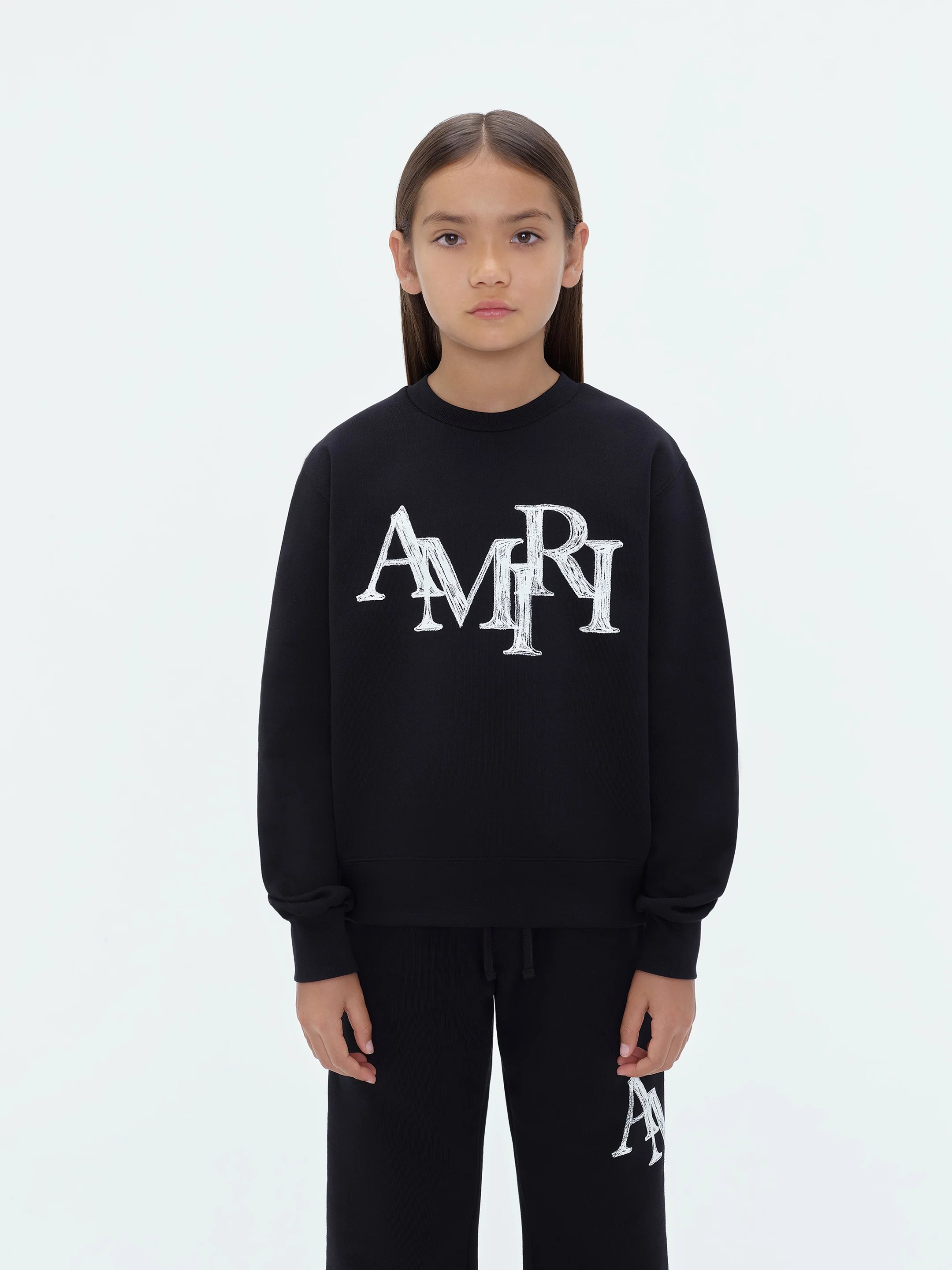KIDS - AMIRI STAGGERED SCRIBBLE CREWNECK - Black - Image 3