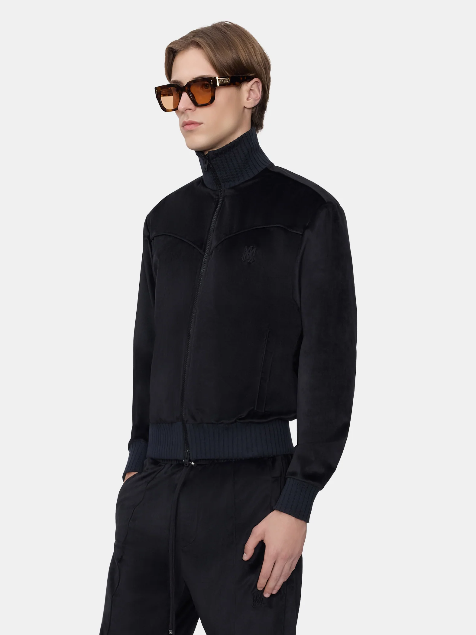 VELVET TRACK JACKET - BLACK - Image 3