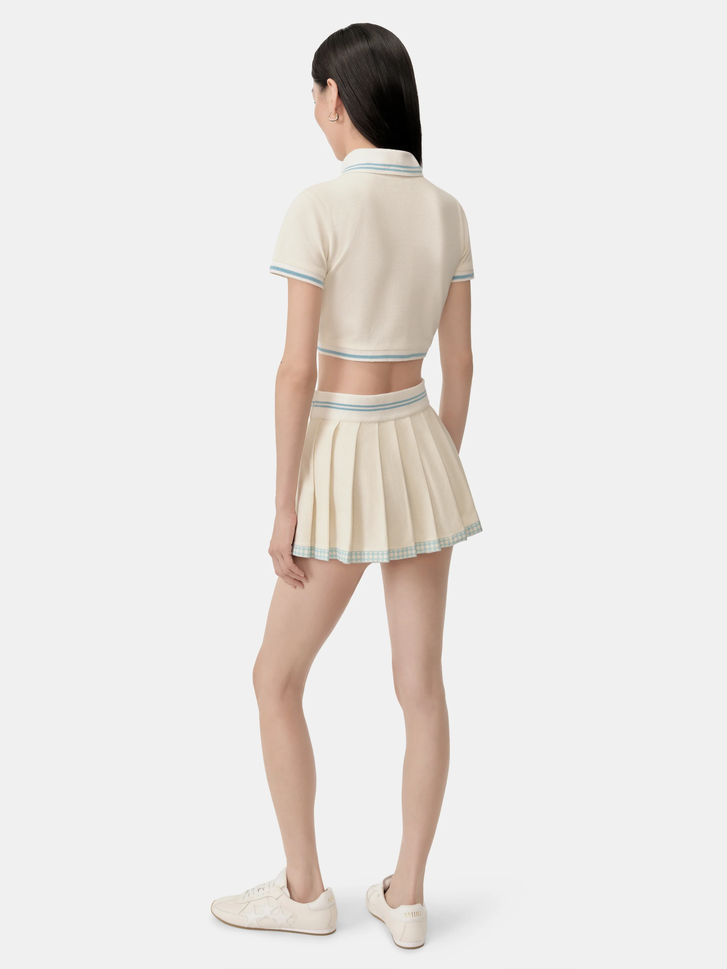 WOMEN - WOMEN'S AMIRI BOX SCRIPT CROPPED POLO - Ice Blue - Image 3