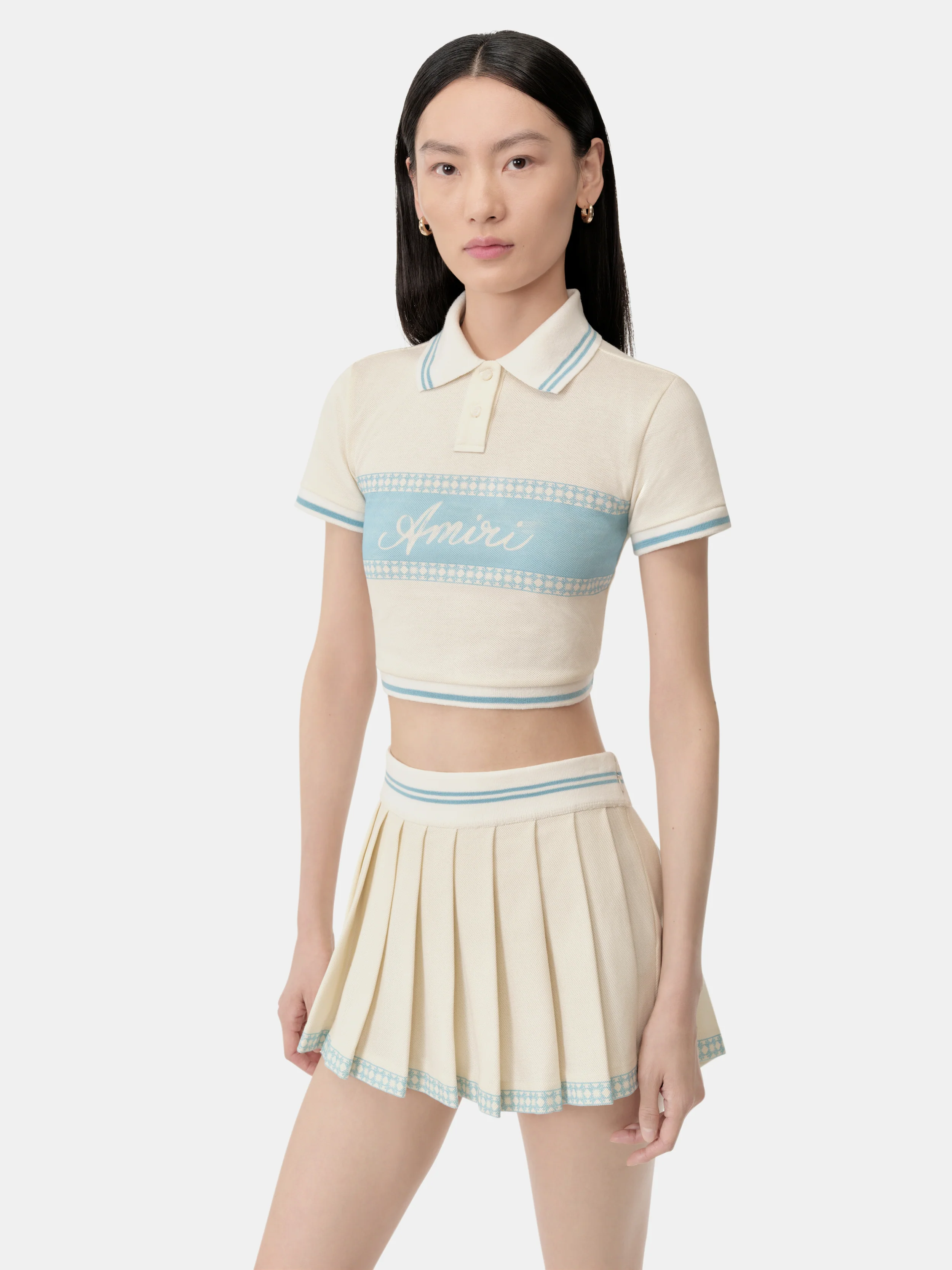 WOMEN - WOMEN'S AMIRI BOX SCRIPT CROPPED POLO - Ice Blue - Image 5