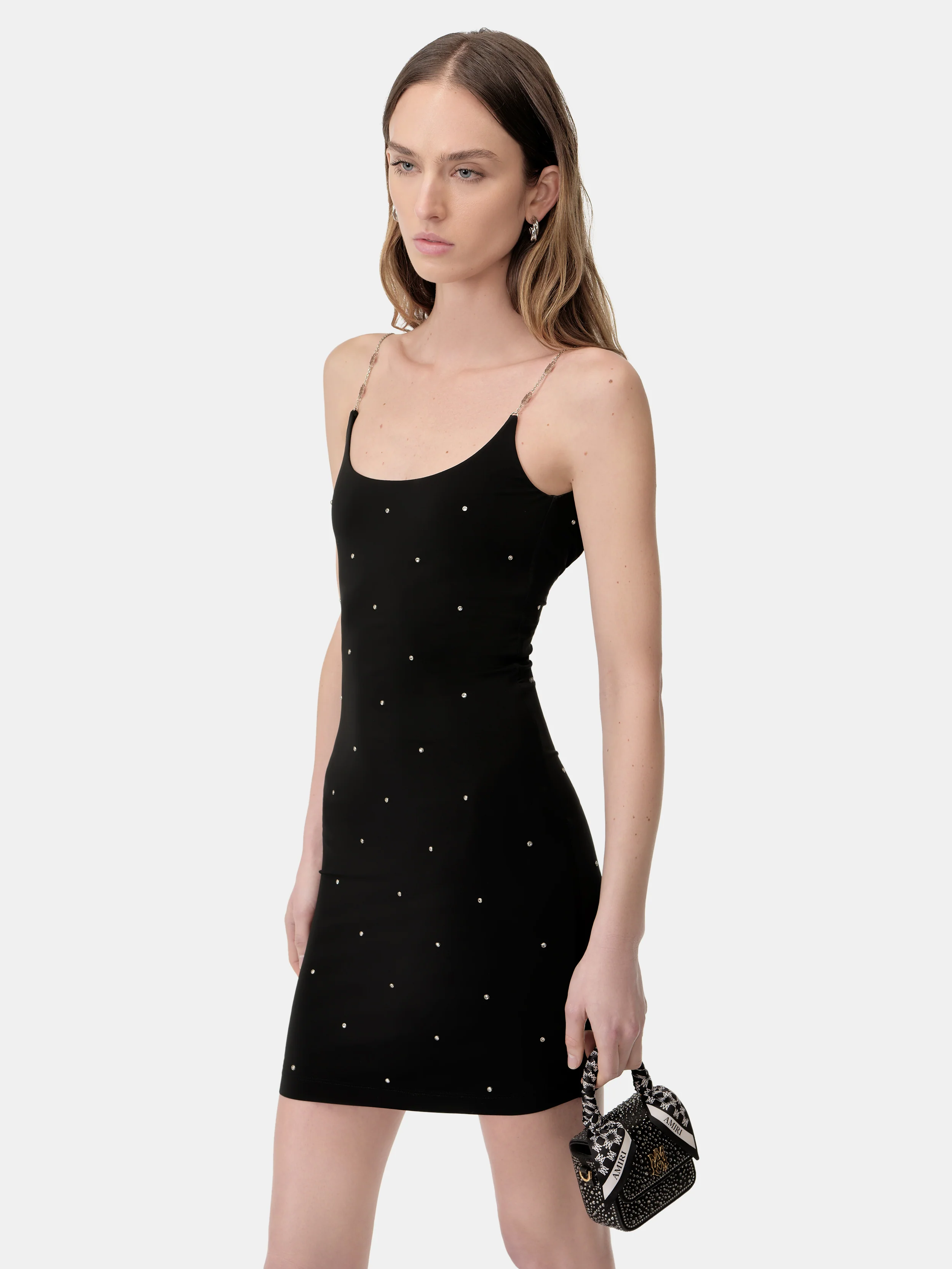 WOMEN - WOMEN'S CRYSTAL MINI DRESS - Black - Image 4