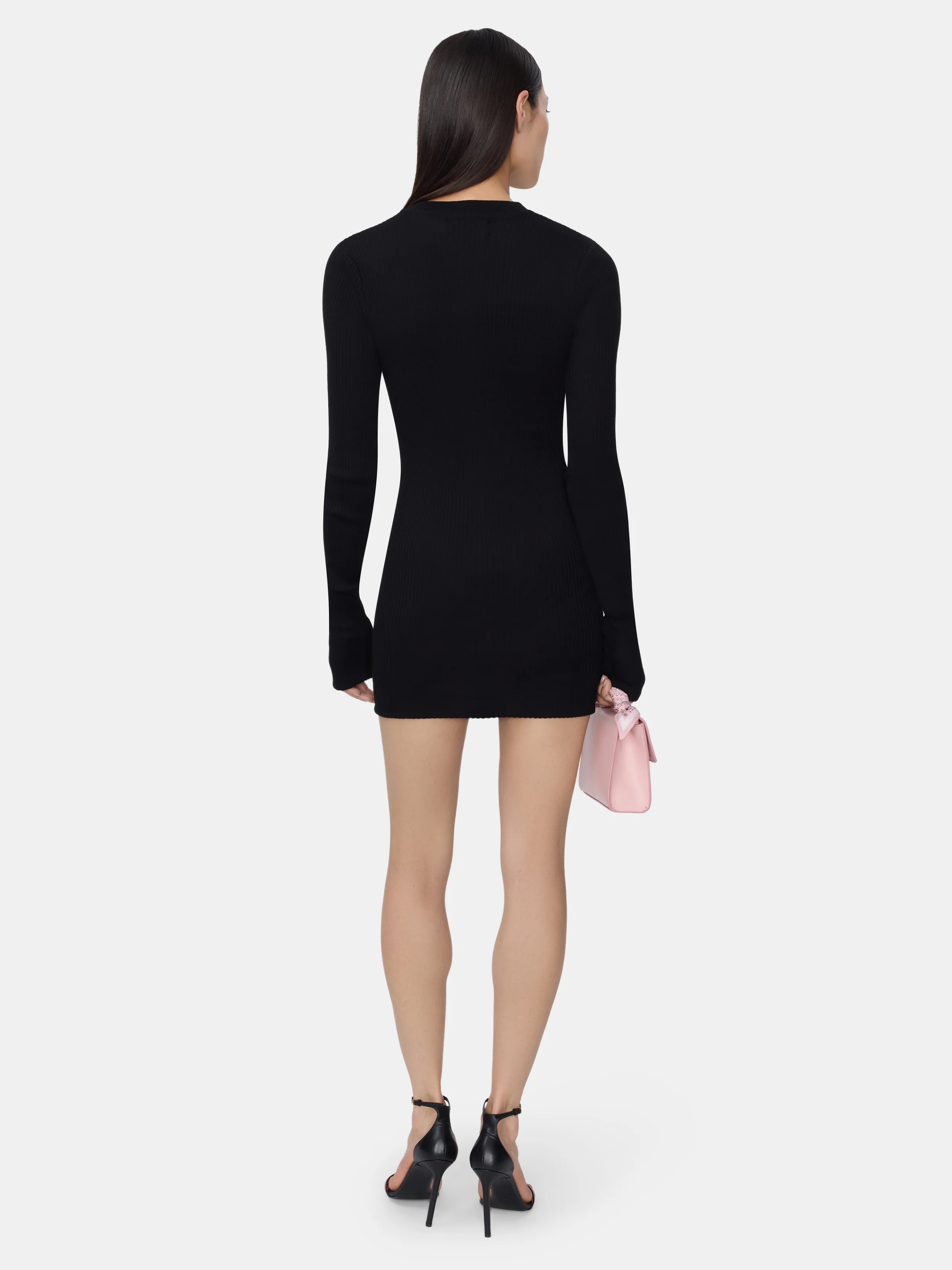 WOMEN - WOMEN'S MA LONG SLEEVE MINI DRESS - BLACK - Image 4