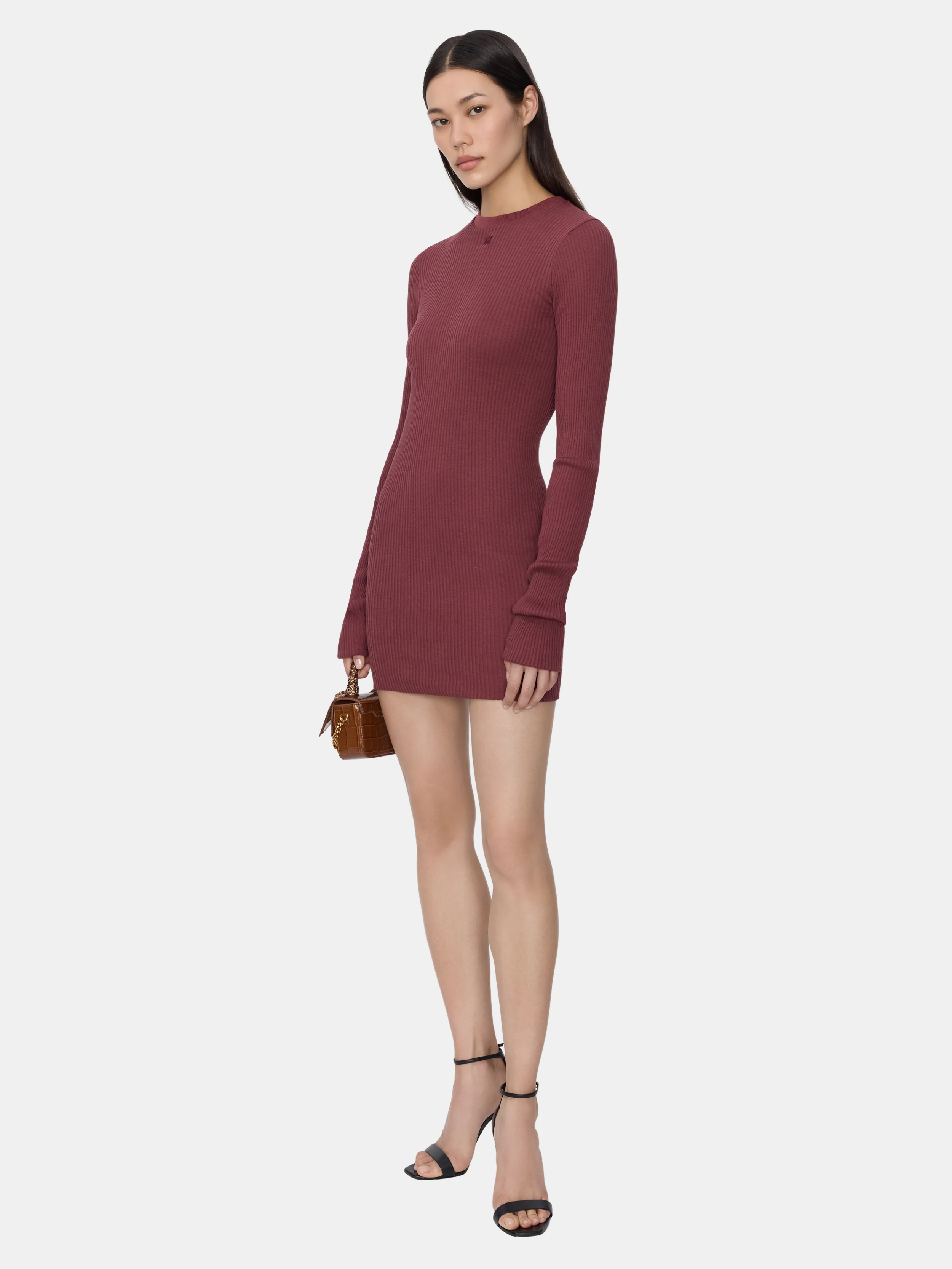 WOMEN - WOMEN'S MA LONG SLEEVE MINI DRESS - WINE - Image 3