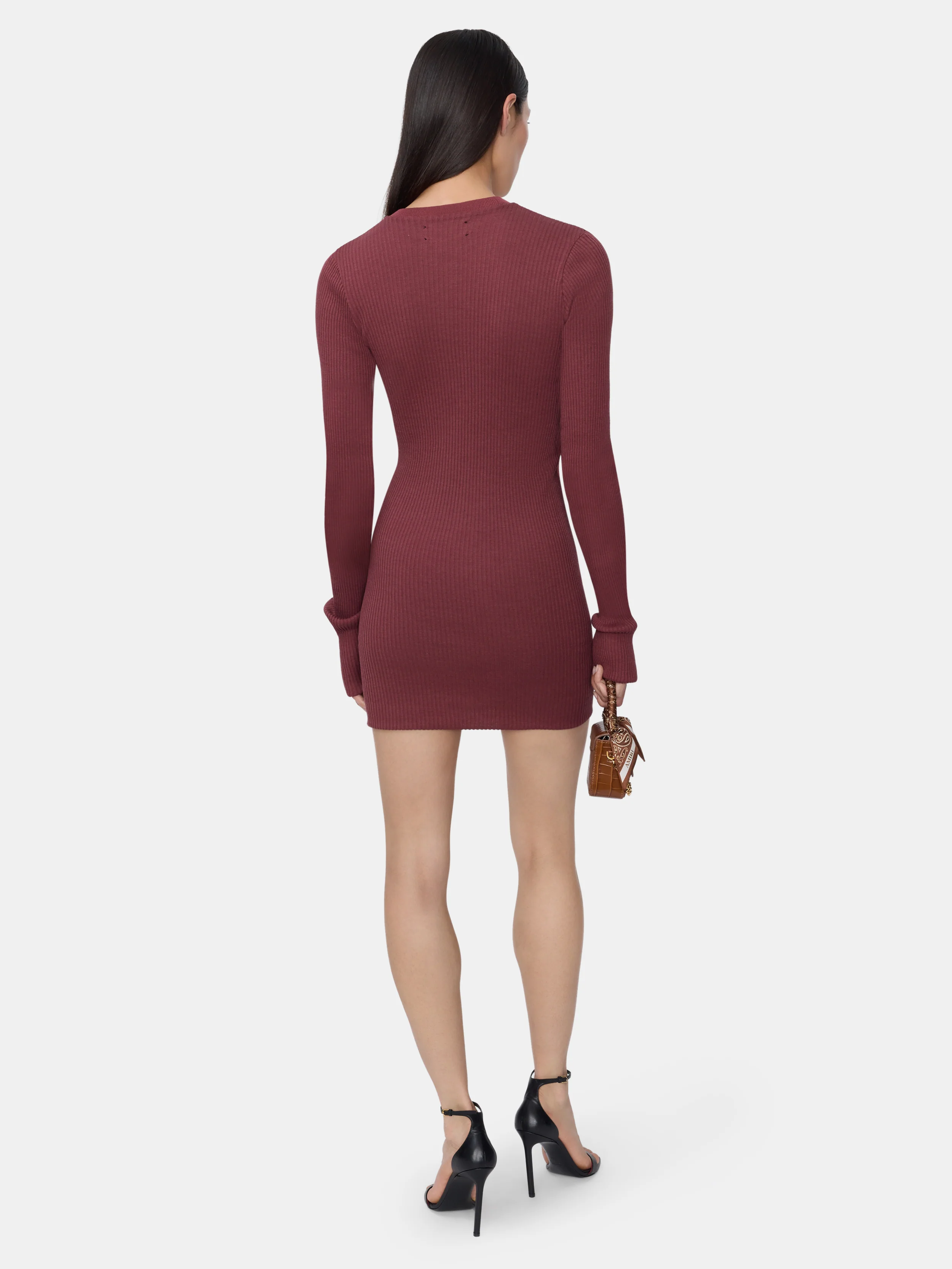 WOMEN - WOMEN'S MA LONG SLEEVE MINI DRESS - WINE - Image 4