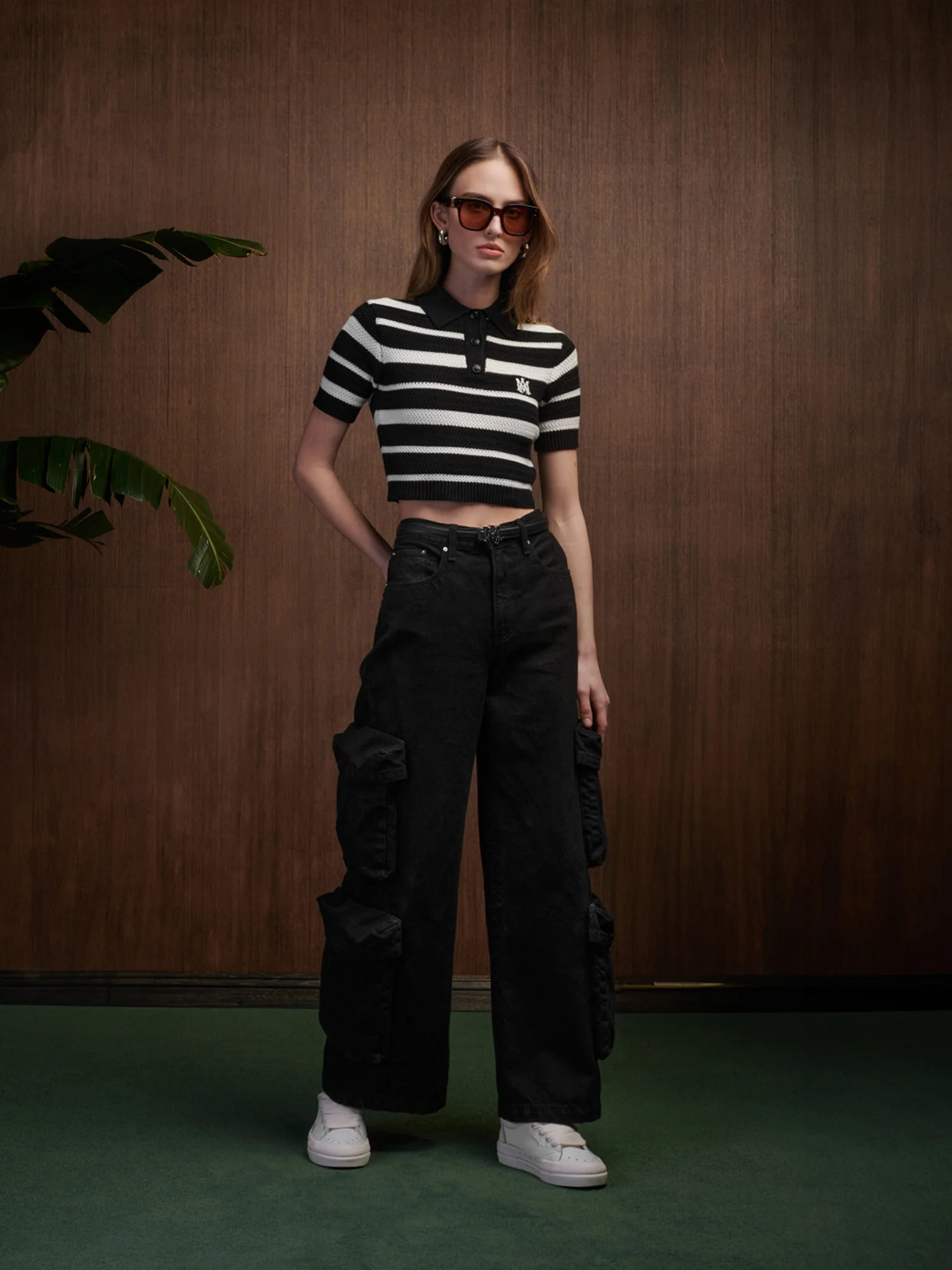 WOMEN - WOMEN'S MA STRIPED POLO - Black - Image 3