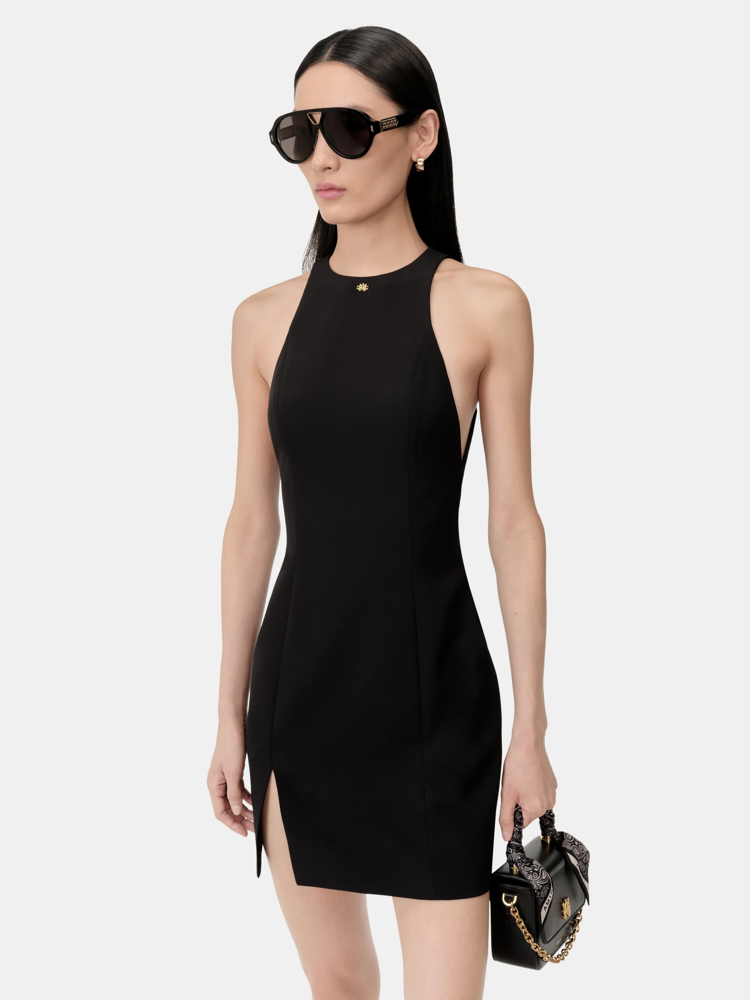 WOMEN - WOMEN'S SLIT MINI DRESS - Black - Image 4
