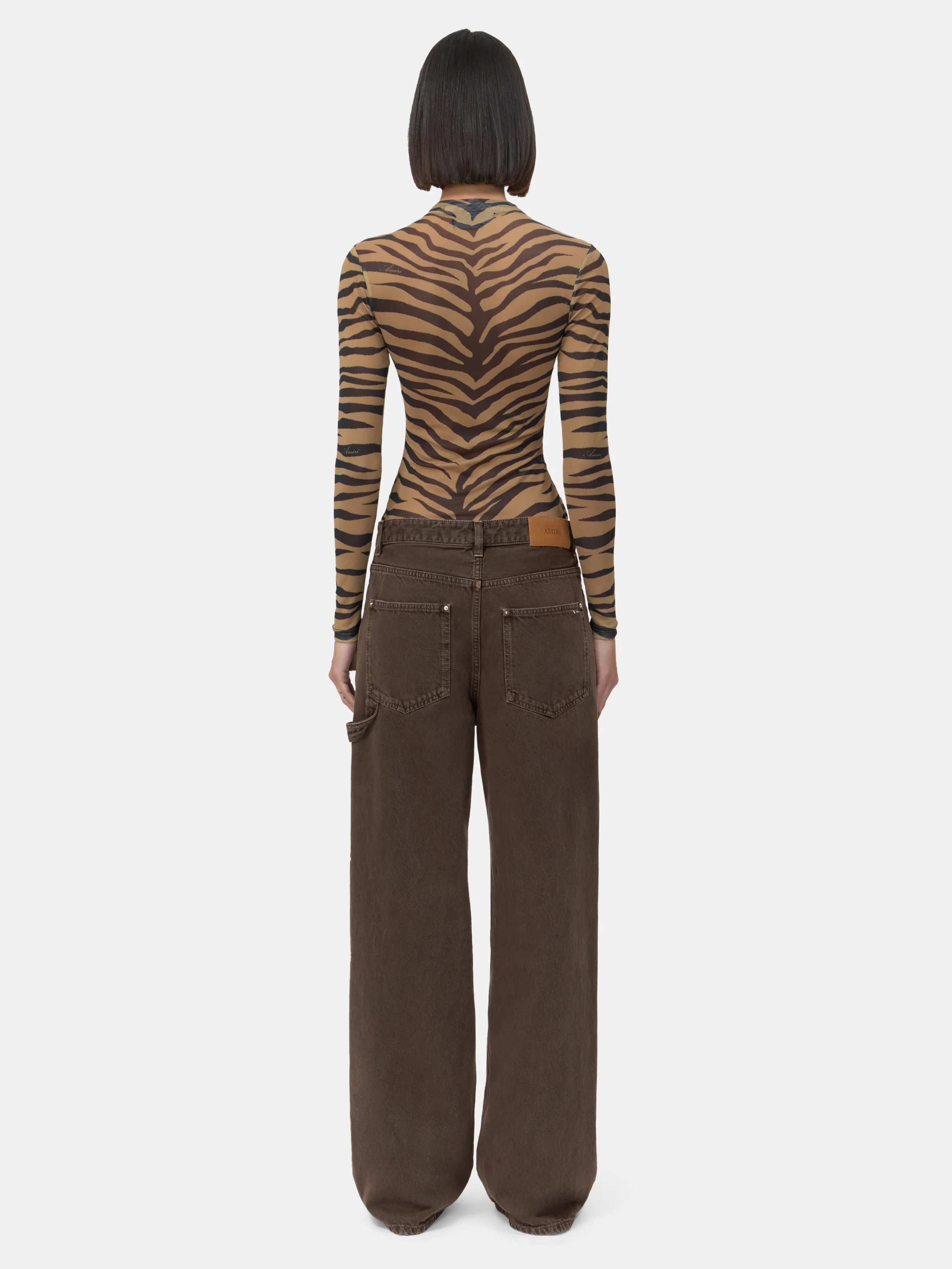 WOMEN - WOMEN'S ZEBRA LONG SLEEVE TOP - Dark Brown - Image 4